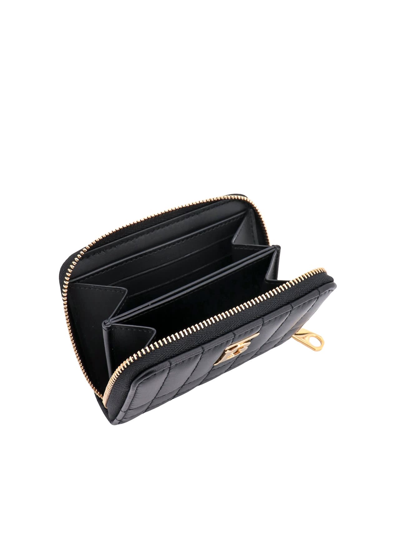 Shop Burberry Card Holder In Black/light Gold