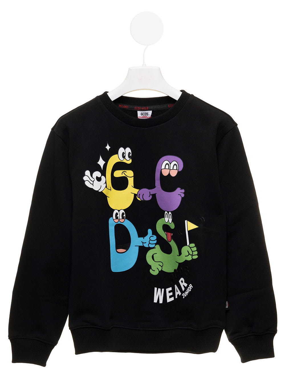 GCDS Mini Monsters Printed Black Cotton Sweatshirt Boy Gcds Kids
