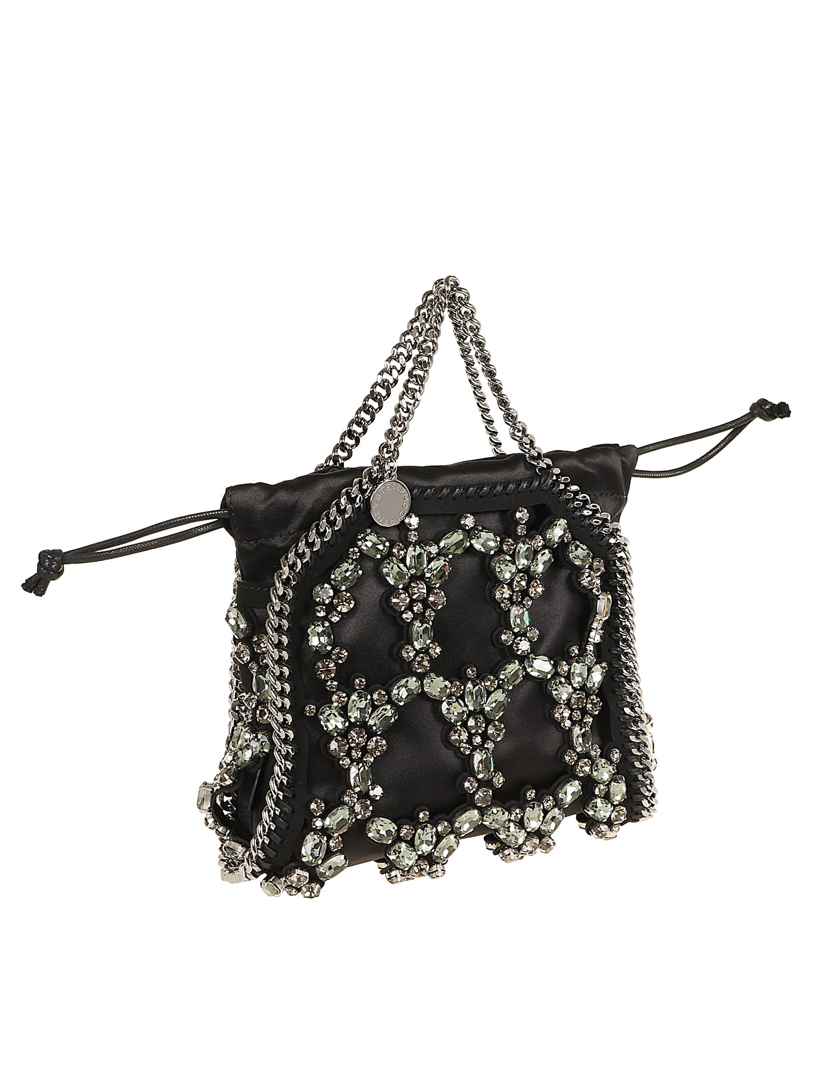 Shop Stella Mccartney Tiny Tote Crystal Cage In Black