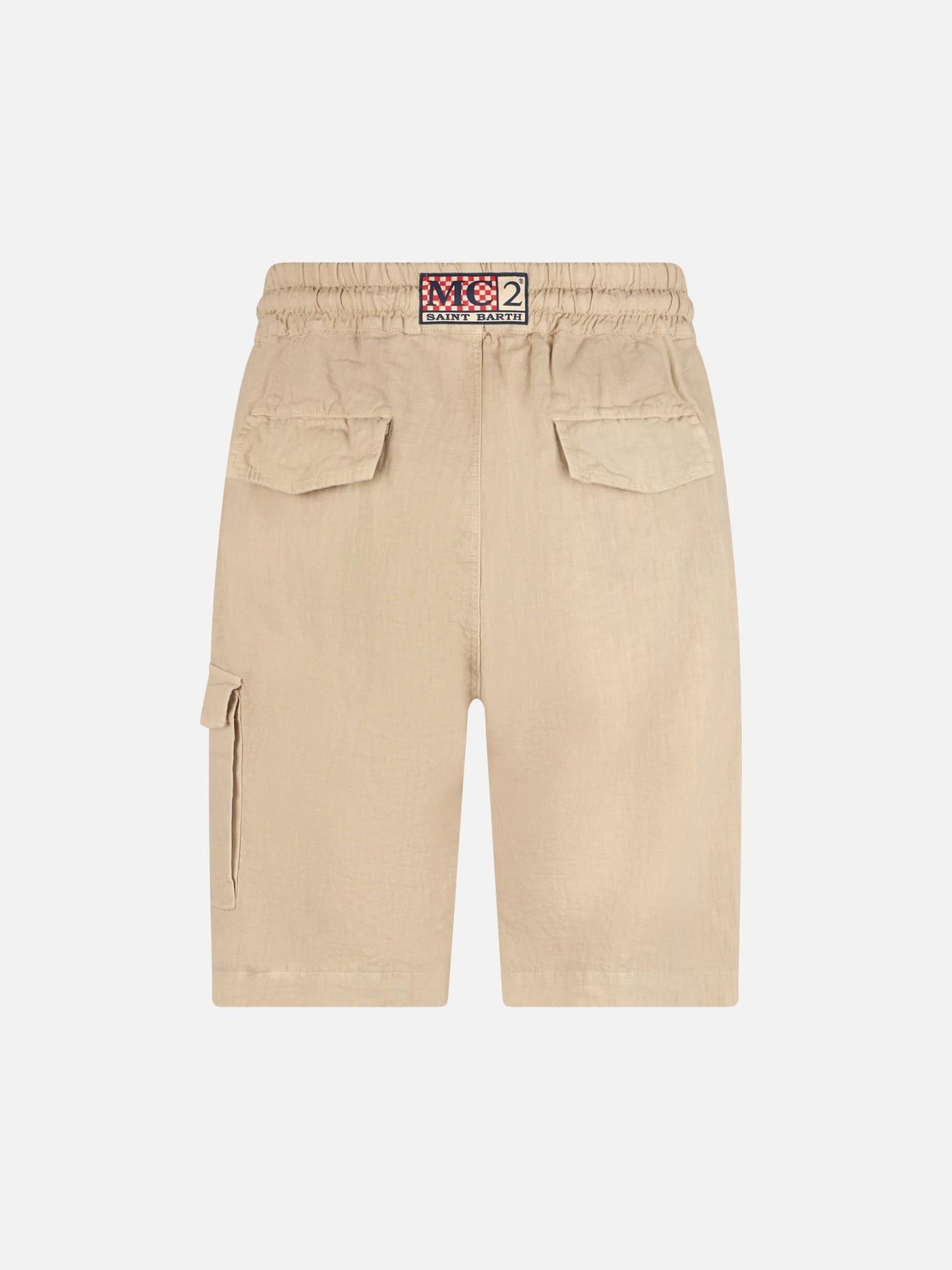 Shop Mc2 Saint Barth Man Beige Linen Bermuda Marseille