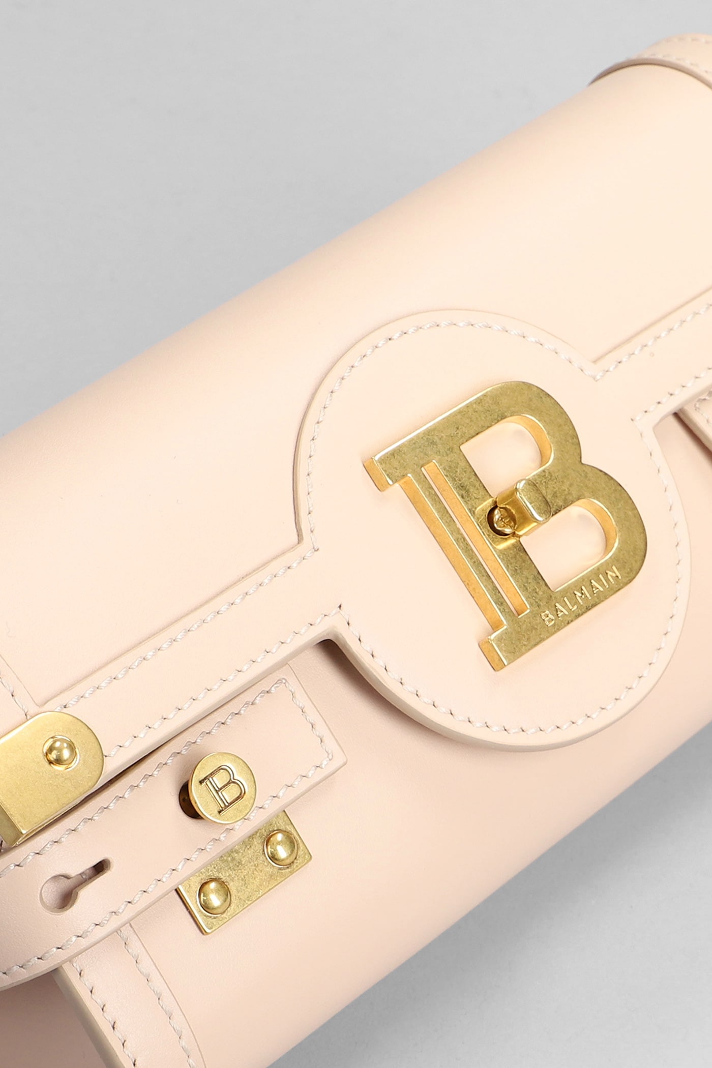 Shop Balmain B Buzz Clutch In Rose-pink Leather
