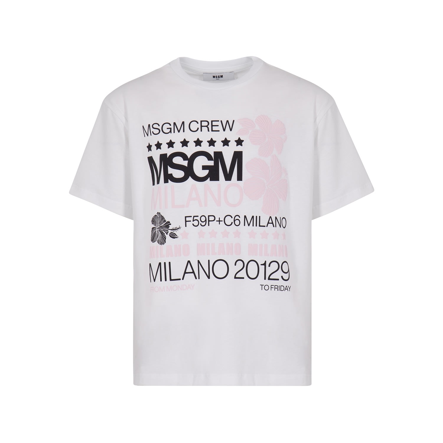 Msgm Kids' T-shirt With Print In White