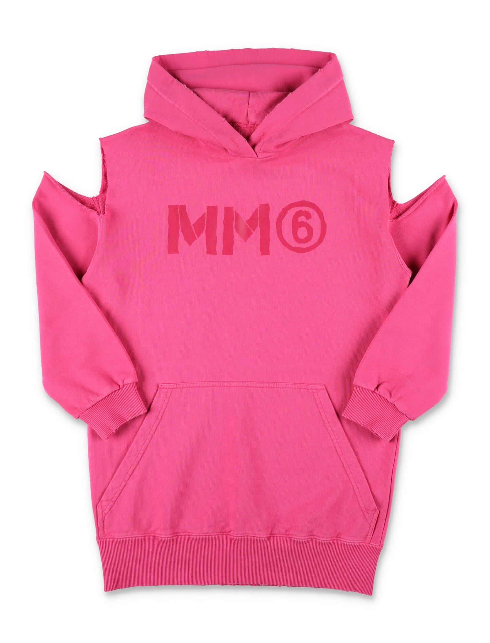Mm6 Maison Margiela Kids' Logo Hoodie In Deep Pink