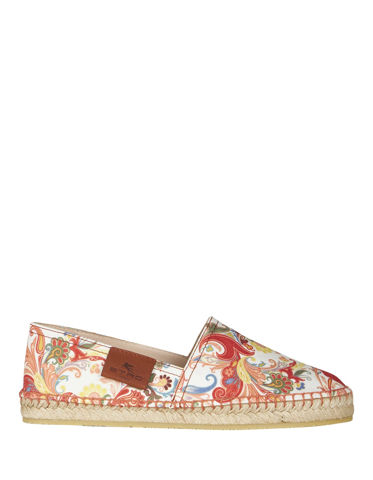 Shop Etro Printed Cotton Espadrilles In White