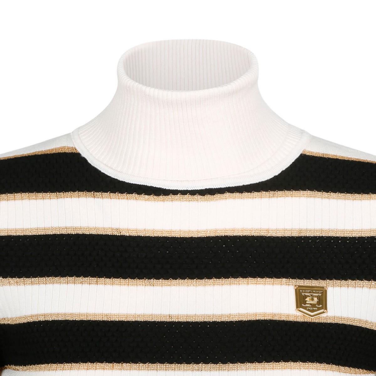 Shop Elisabetta Franchi Maglia Tricot In Burro