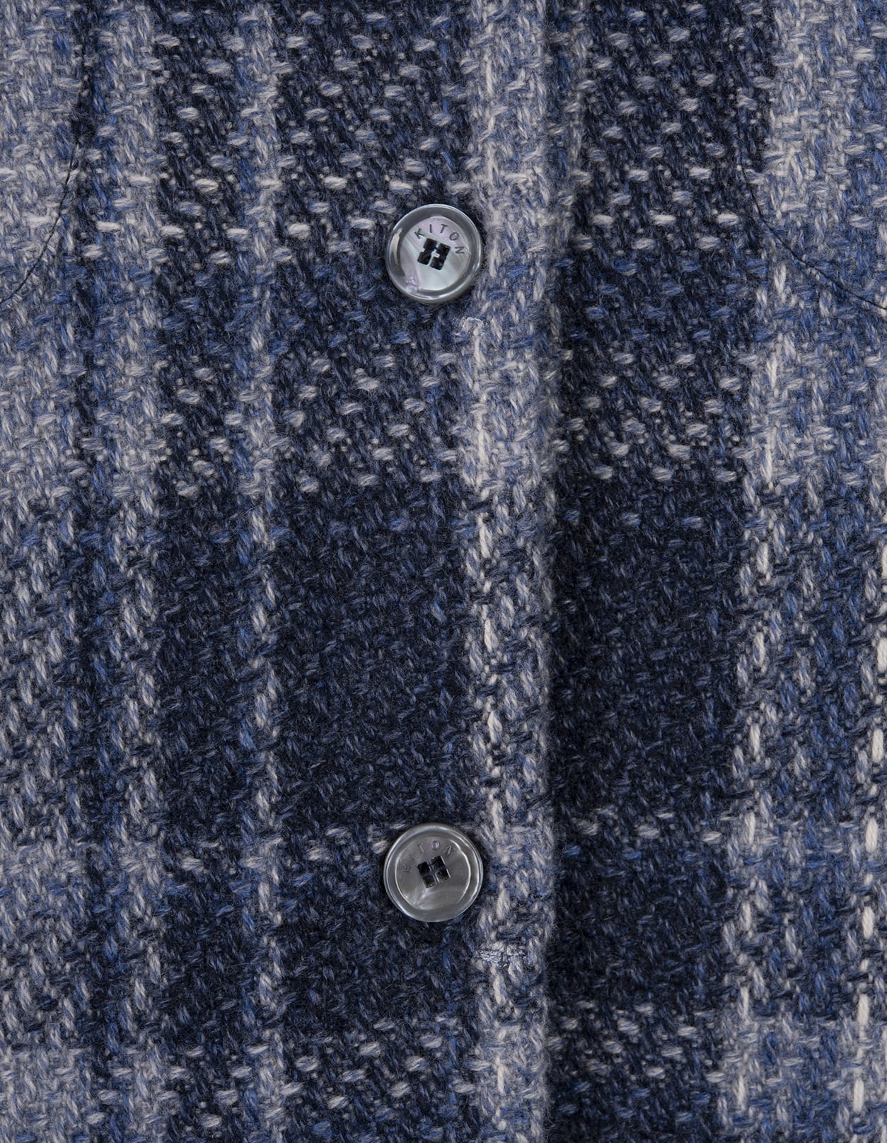 Shop Kiton Blue Check Cashmere Overshirt