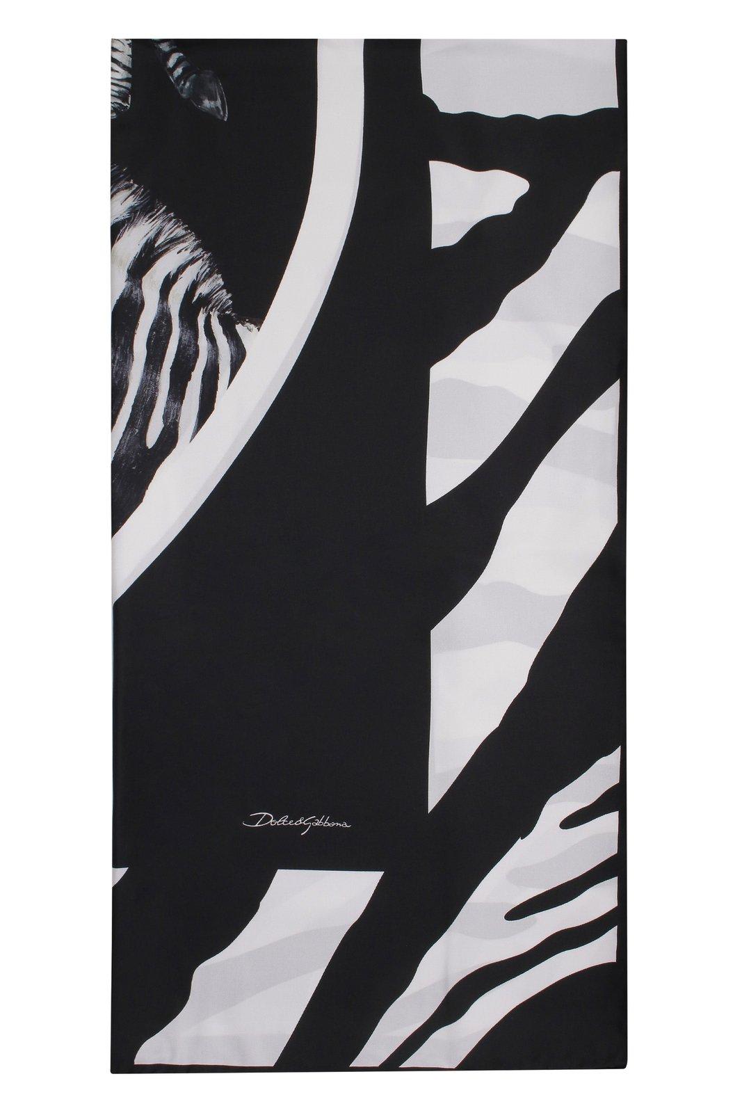 Dolce & Gabbana Zebra Print Silk Square Scarf In Multicolor
