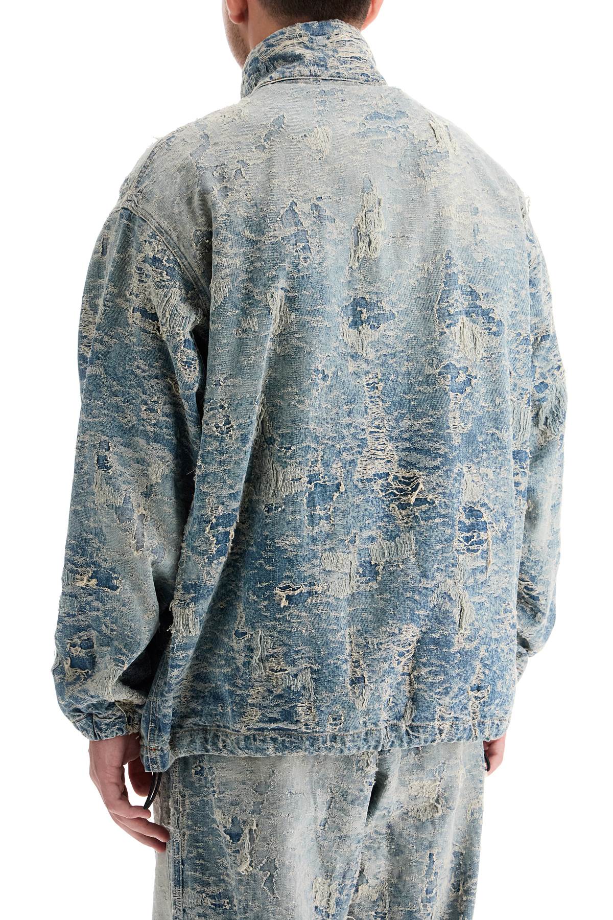 Shop Diesel Distressed Denim Jacquard Jacket In Denim (blue)