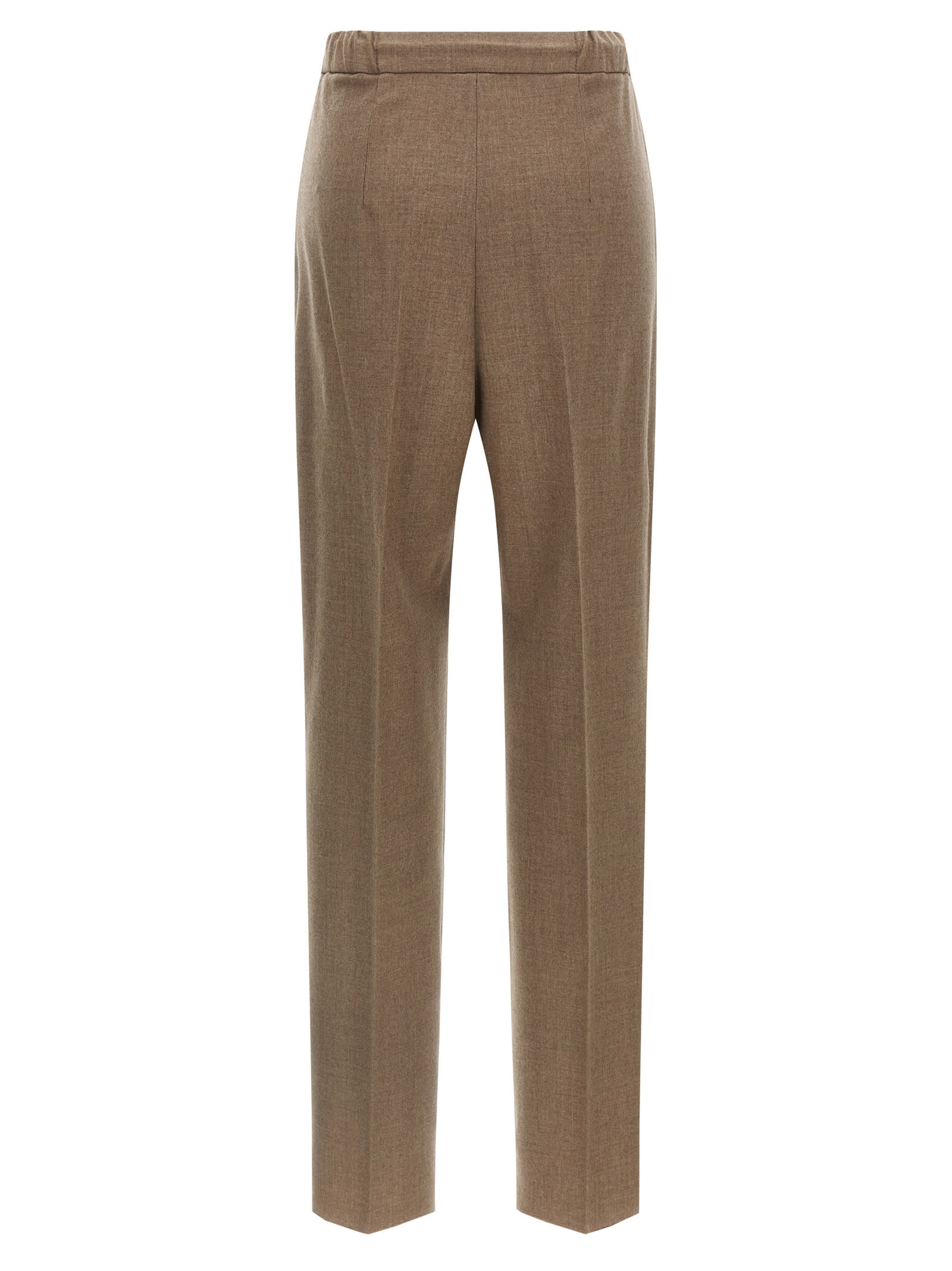 Max Mara Waistband Pleated Front Side Pockets Trousers In Brown