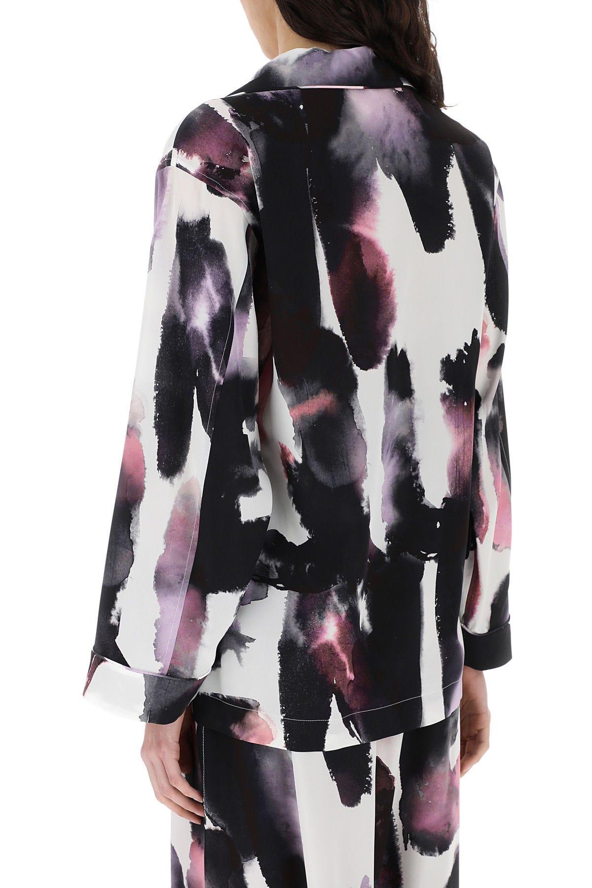 Alexander Mcqueen Silk T-shirt In White/black