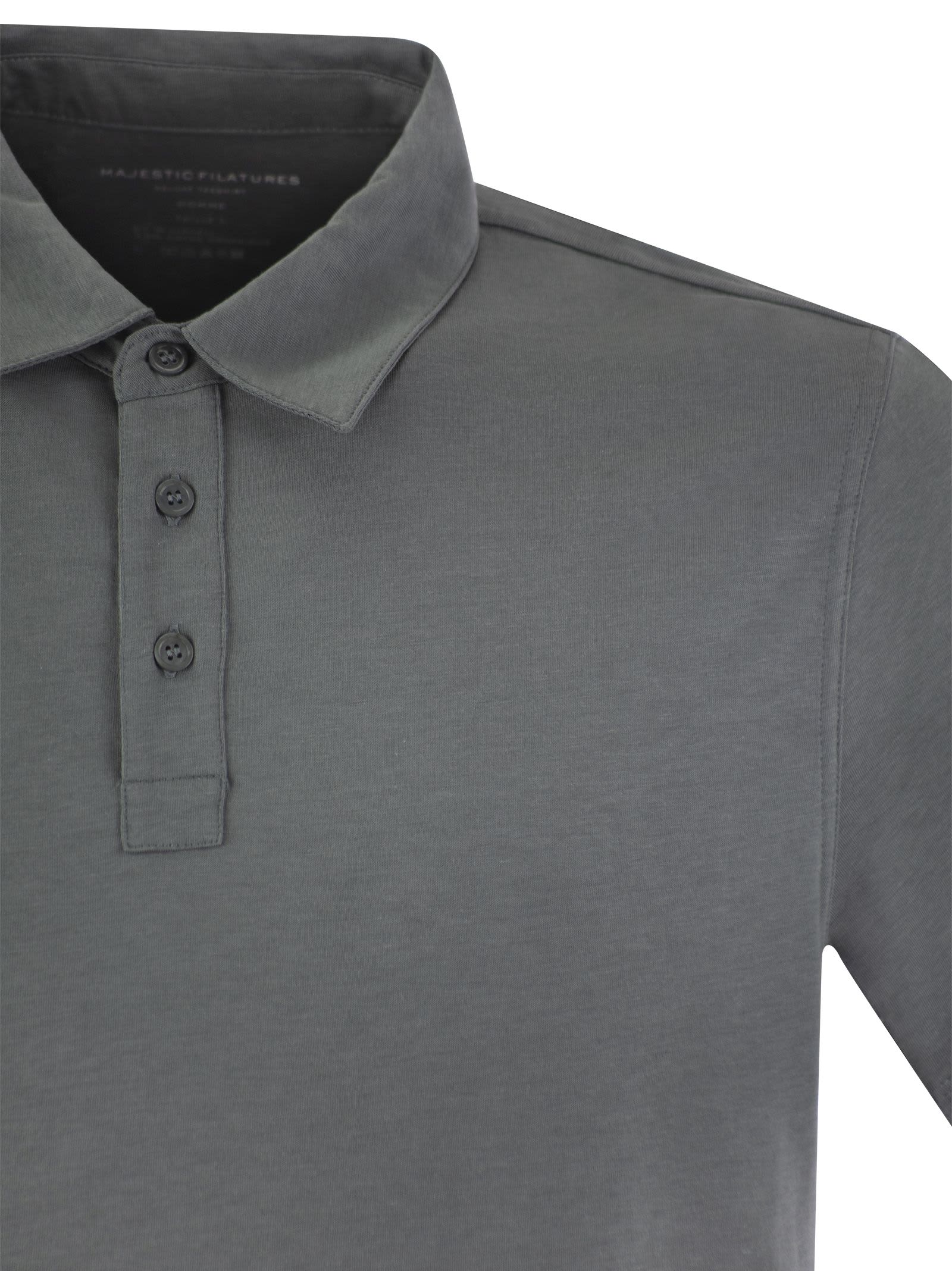Shop Majestic Short-sleeved Polo Shirt In Lyocell In Grey