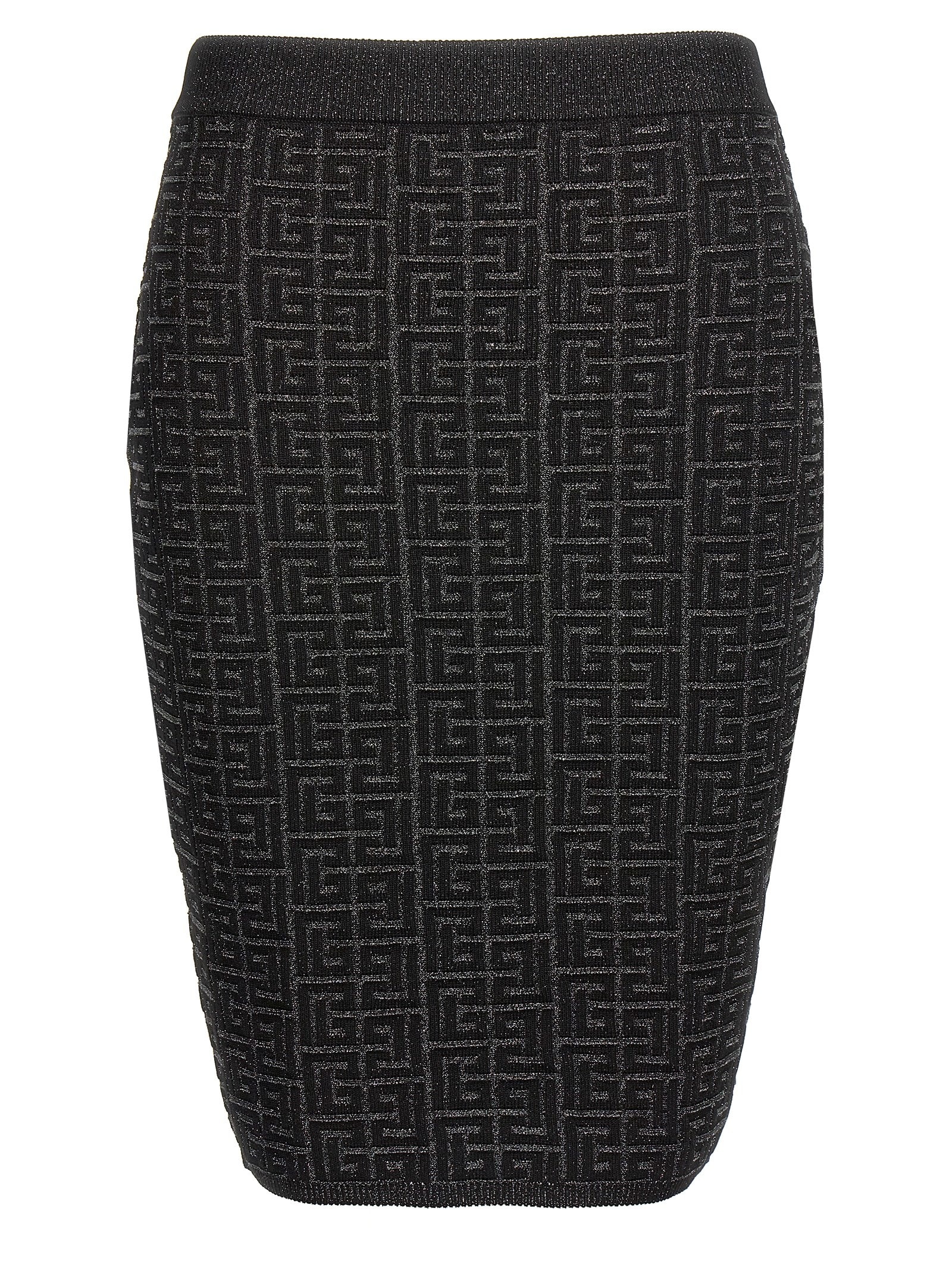 Shop Balmain Monogram Skirt In Black