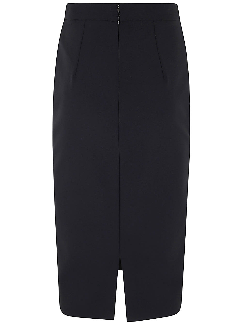 Elisabetta Franchi Longuette Skirt With Satin Side Bands In Black