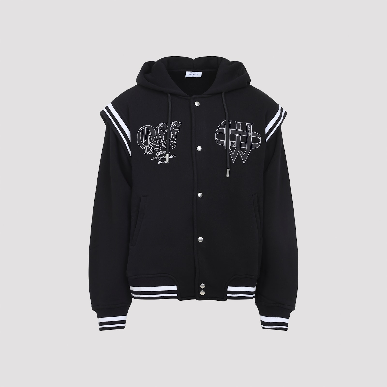 Off-white Off White Gothic Fleece Varsity Jacket In Black