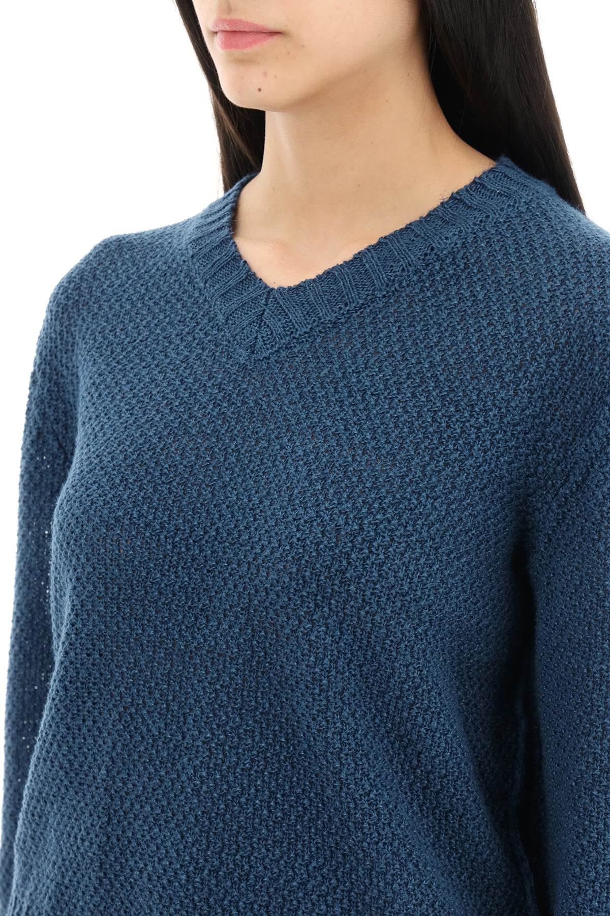 Maison Margiela Boucle Sweater True Hemp In Blue (blue)