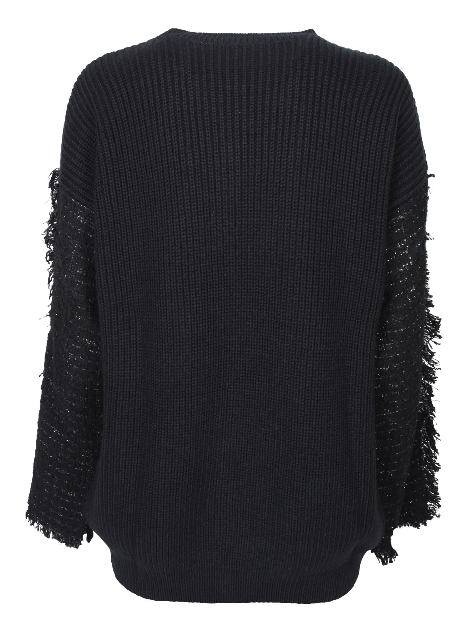 Shop Msgm Fringes Details Black Sweater