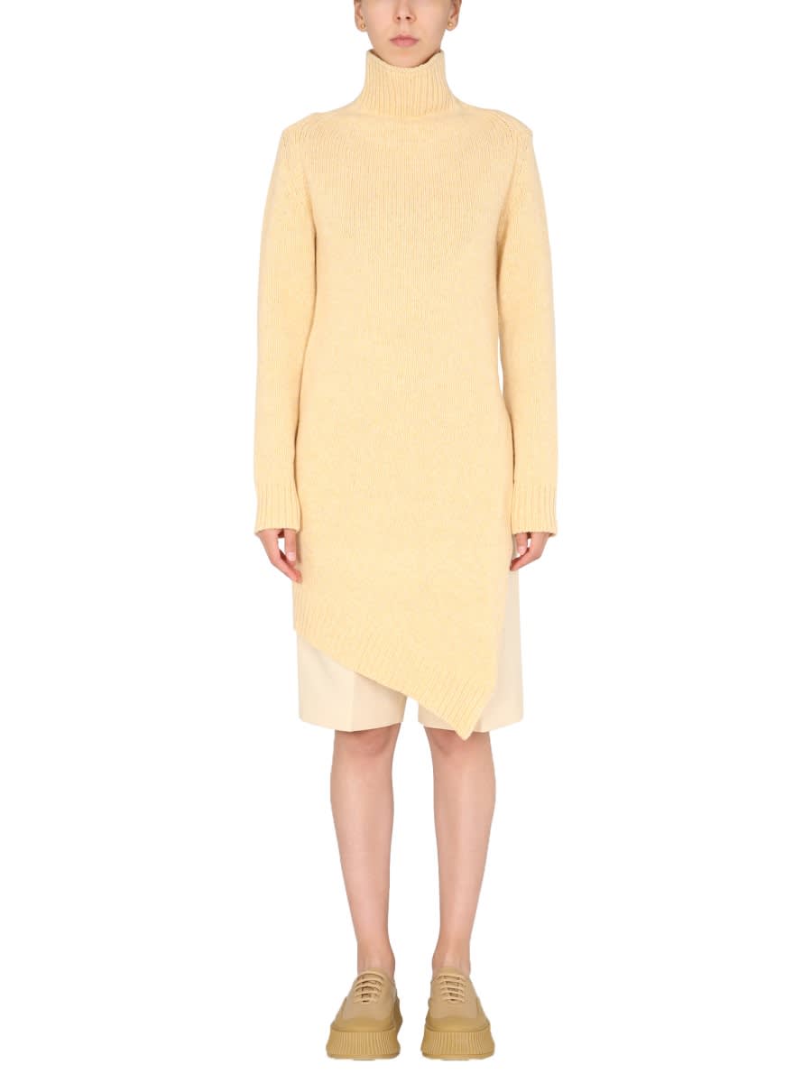 Shop Jil Sander Long Asymmetric Sweater In Yellow