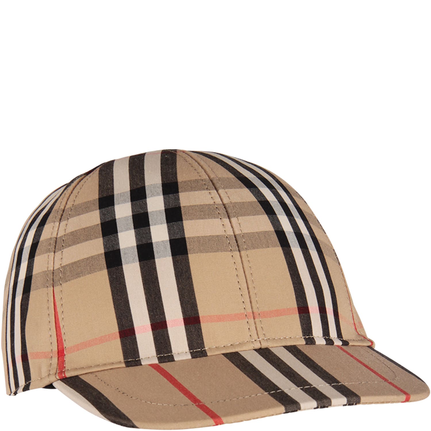 Burberry Beige Hat For Kids With Iconic Checks
