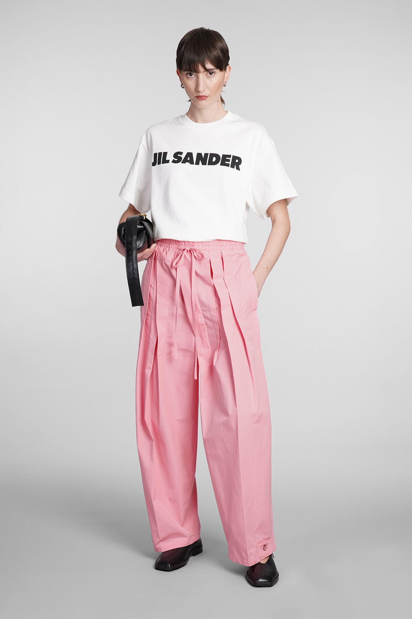 Shop Jil Sander Pants In Rose-pink Cotton