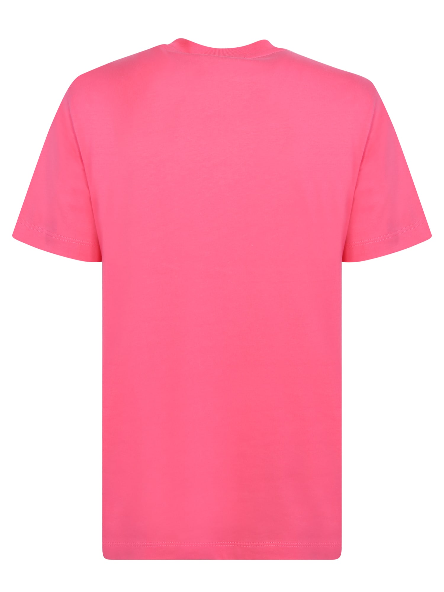 Shop Msgm Contrasting Logo Fuxia T-shirt In Pink