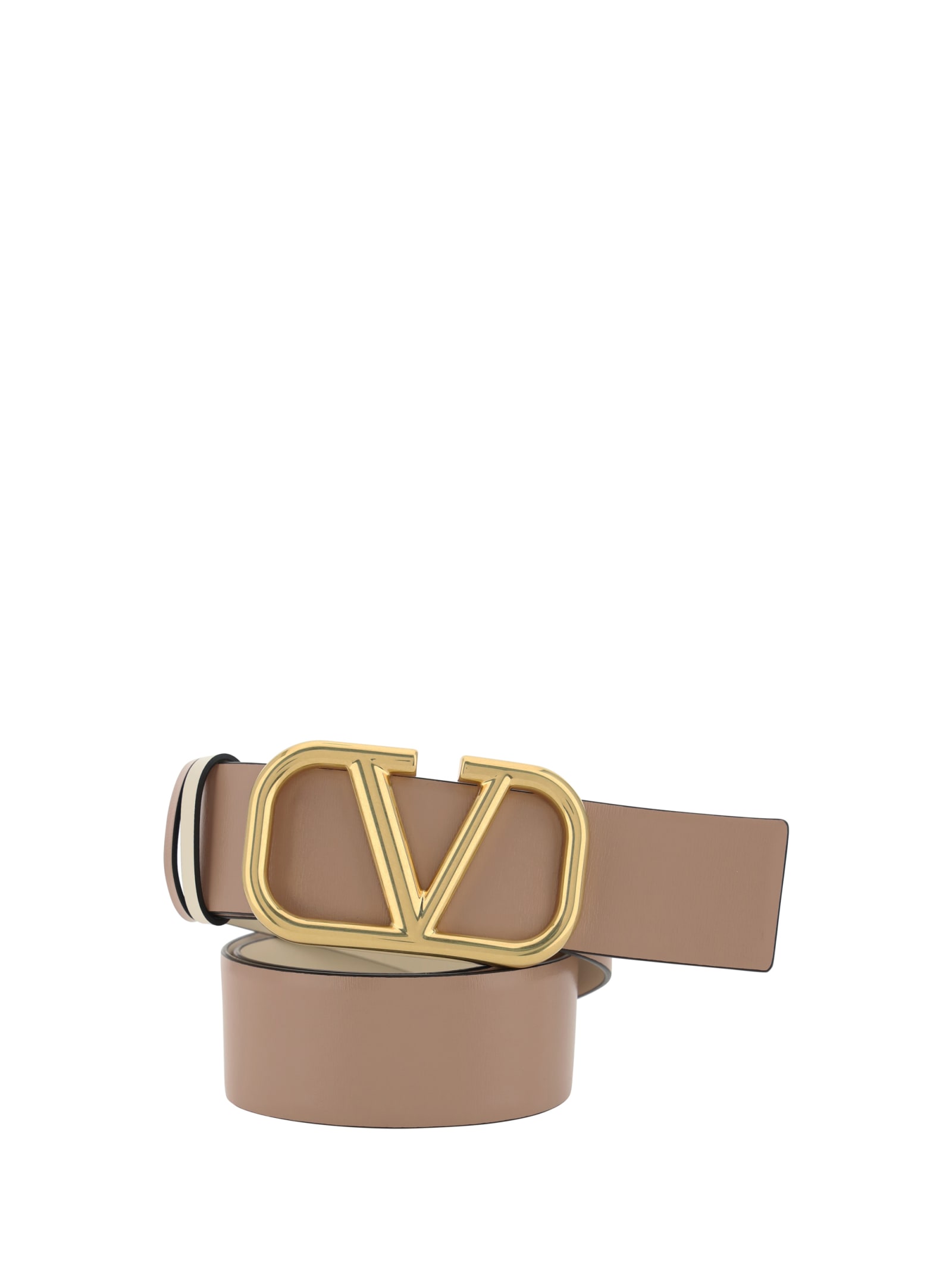 Shop Valentino Reversible Belt In Light Ivory-rose Cannelle