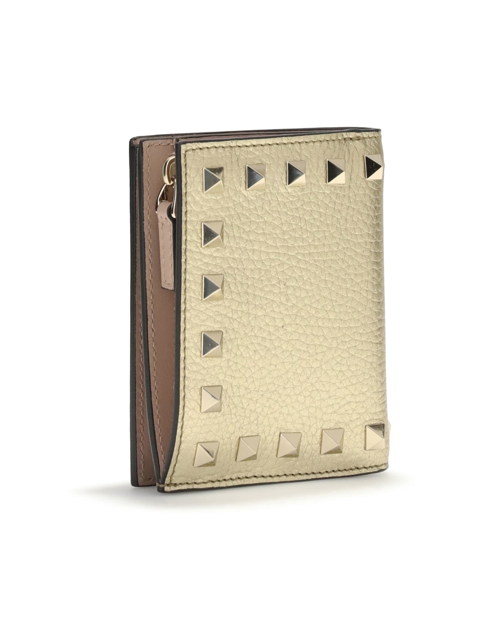 Valentino Rockstud Flap French Wallet In Multi