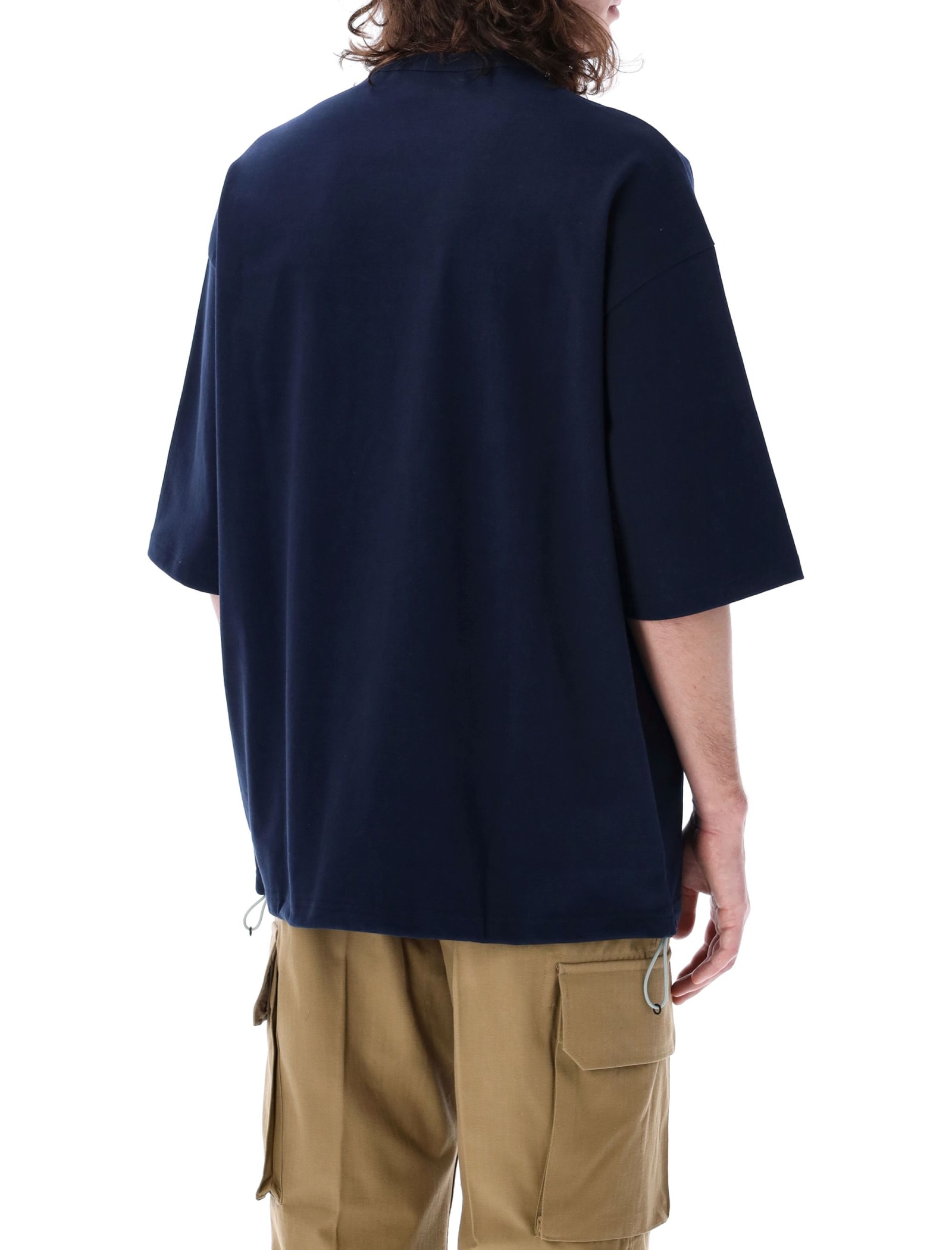 Shop Comme Des Garçons Homme Deux Drawstring Patch Pocket Tee In Navy