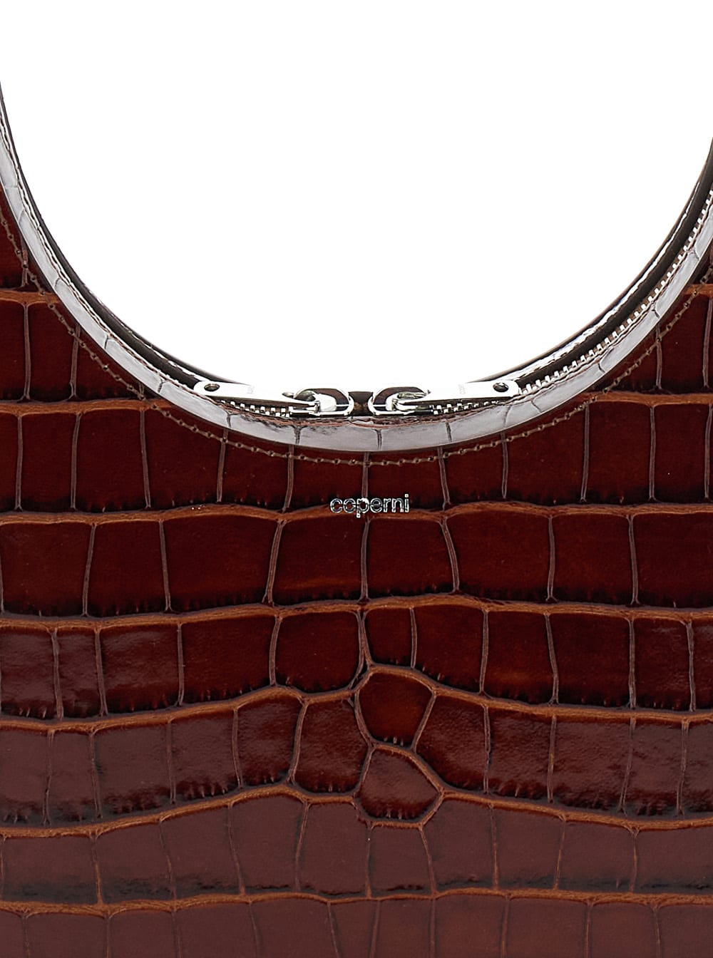 Coperni Crocoswipe Brown Handbag With Embossed Logo And Embossed Crocodile Effect In Leather Woman In Brown