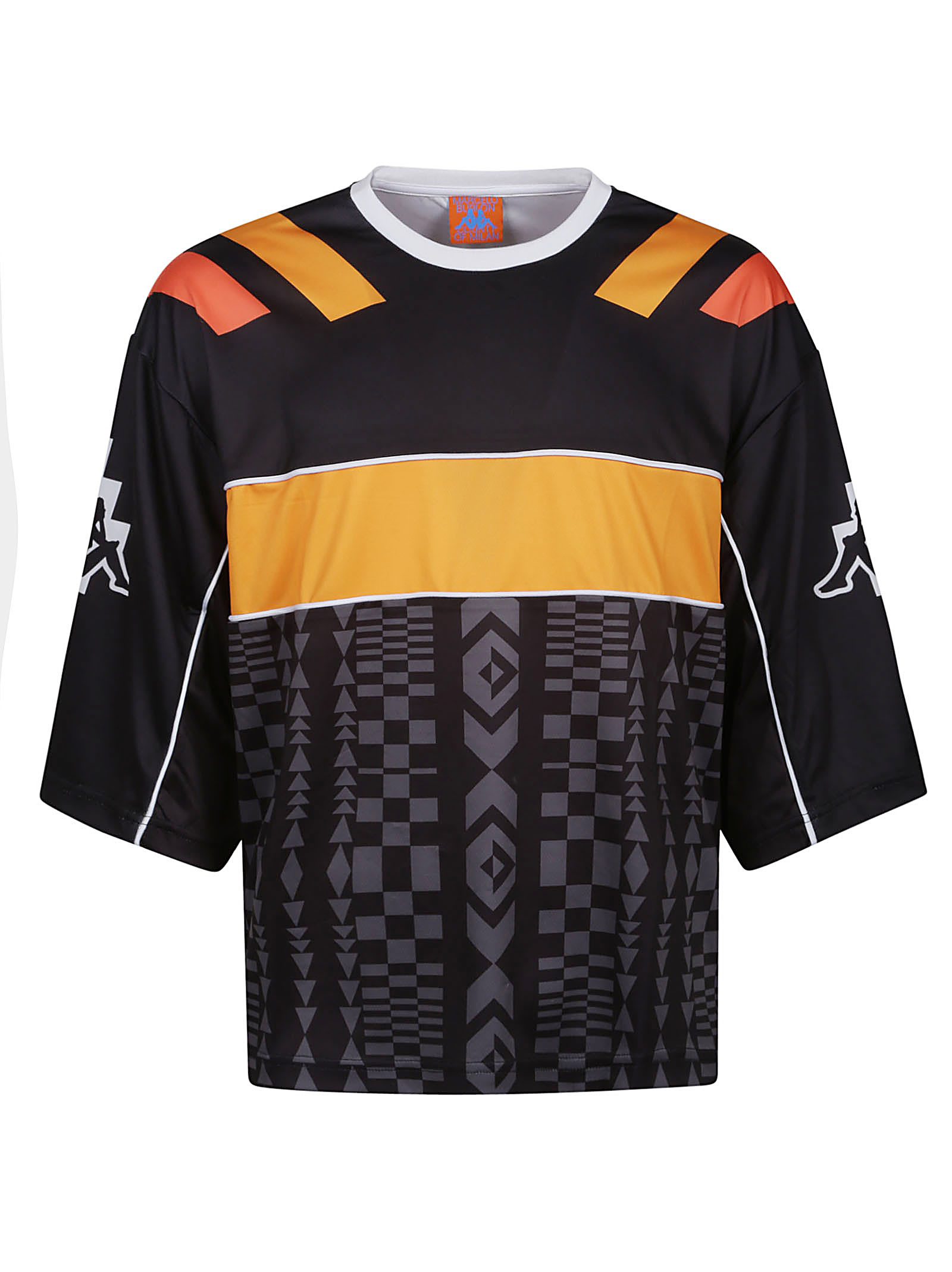 Marcelo Burlon County Of Milan Marcelo Burlon X Kappa Soccer T-shirt In Black Dark Grey