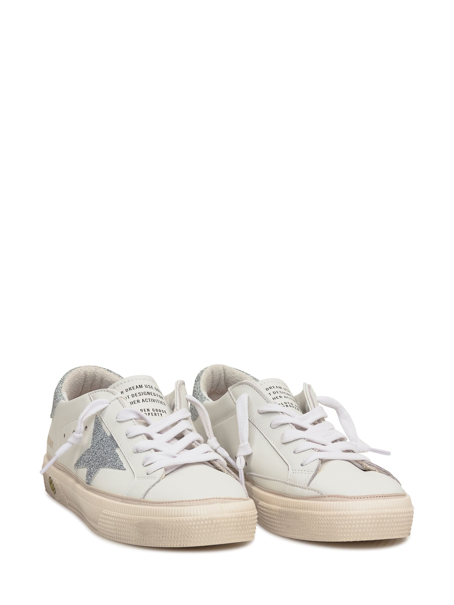 Shop Golden Goose May Upper Sneaker In Optic White/silver