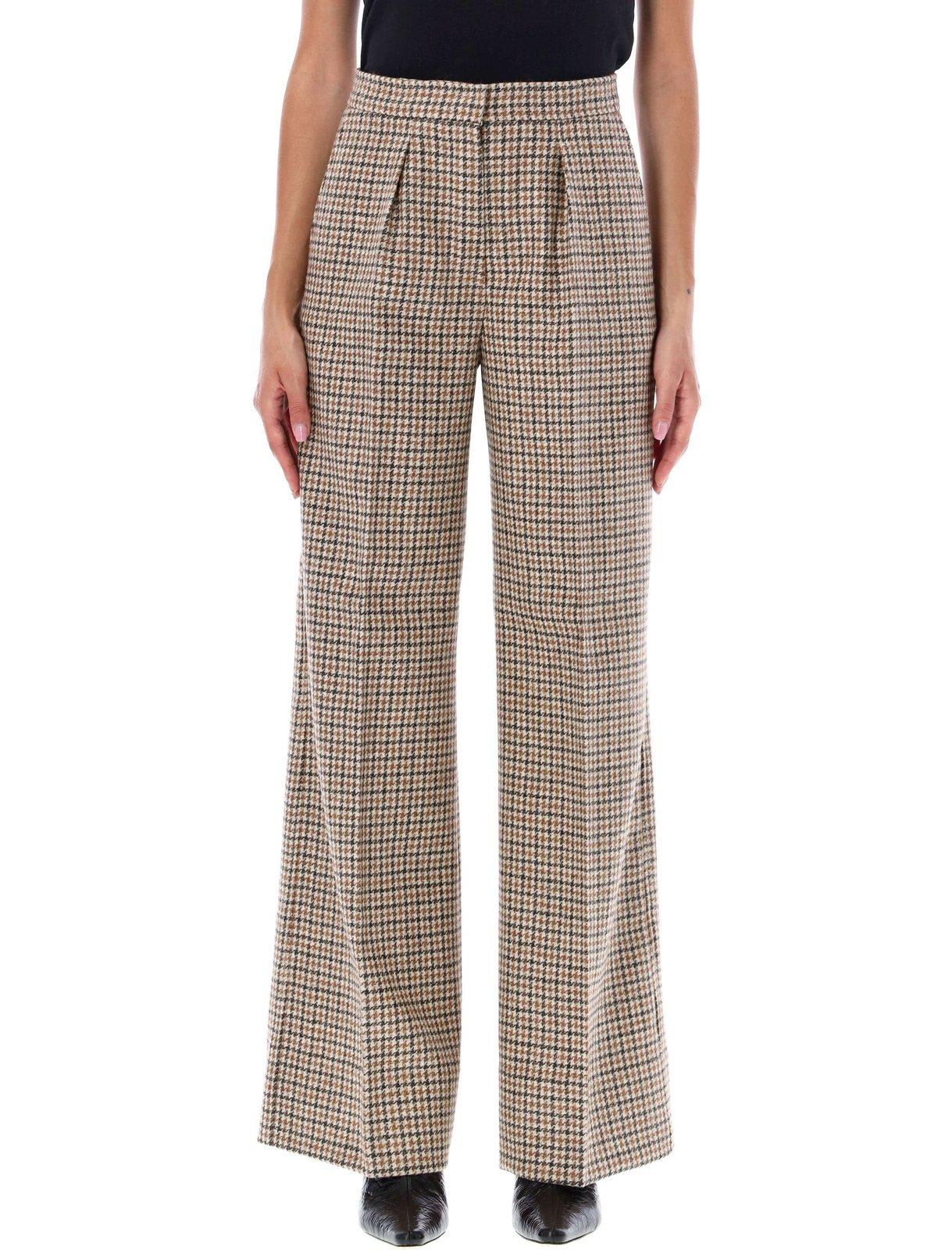 Shop Palm Angels Check-printed Loose-fit Pants In Beige