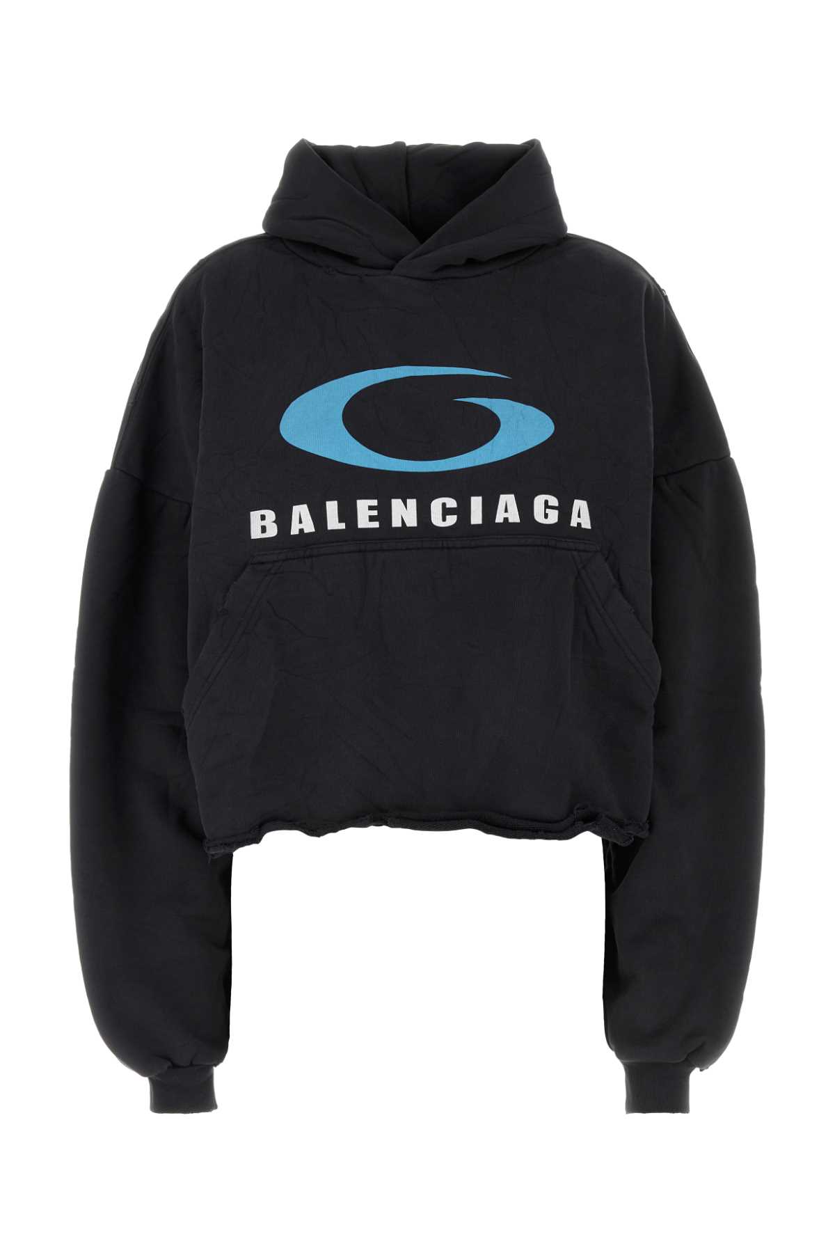 Shop Balenciaga Slate Cotton Sweatshirt In Washedblackblue