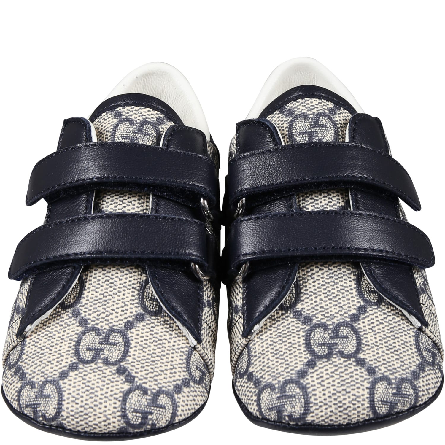 Gucci Blue Sneakers For Baby Boy With All-over Gg Logo In Blue
