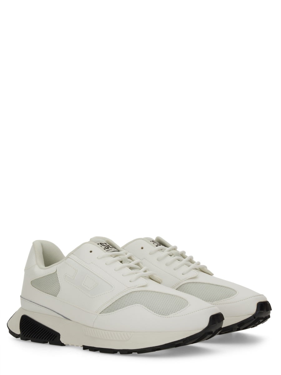 Diesel Controlled Mesh Panels Round Toe Sneaker In White