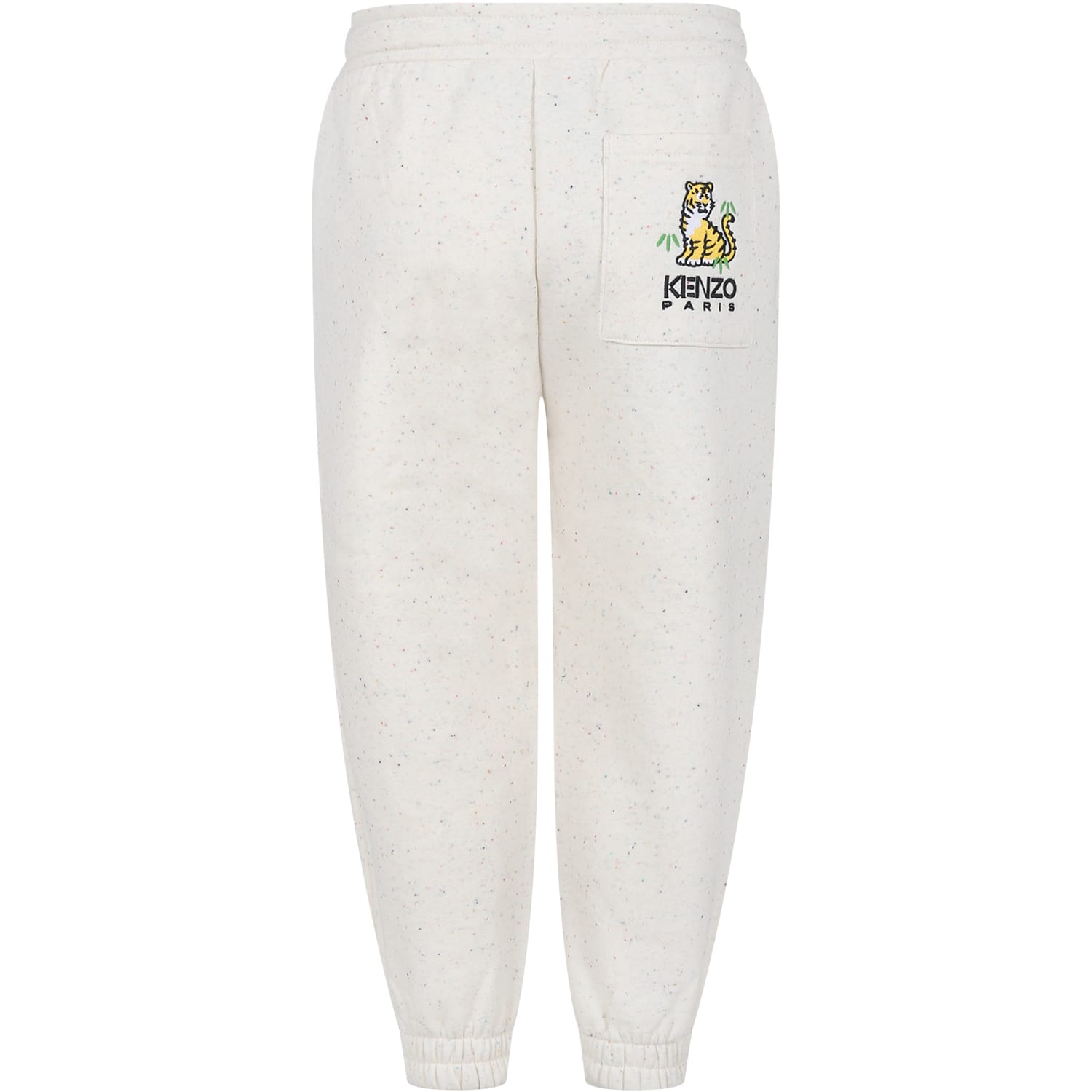 Shop Kenzo Ivory Trousers For Girl With Tiger In C Wicker