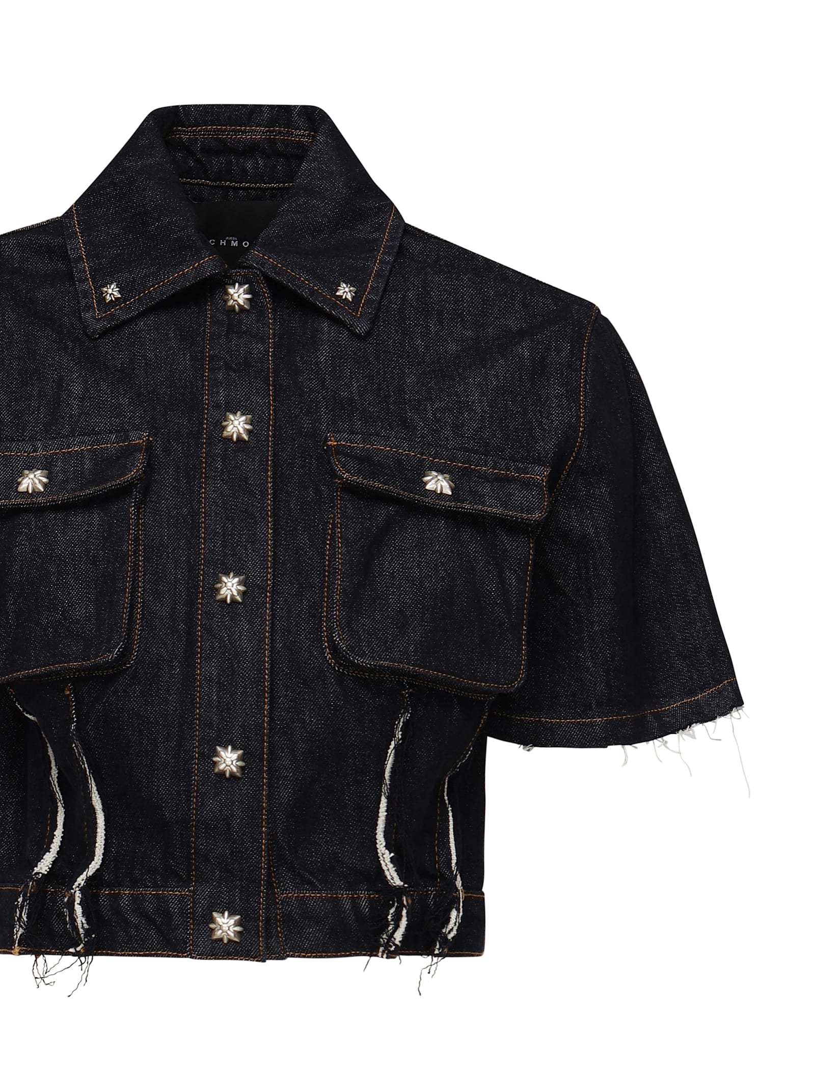 John Richmond Short Sleeves Denim Shirt In Midnight Blue