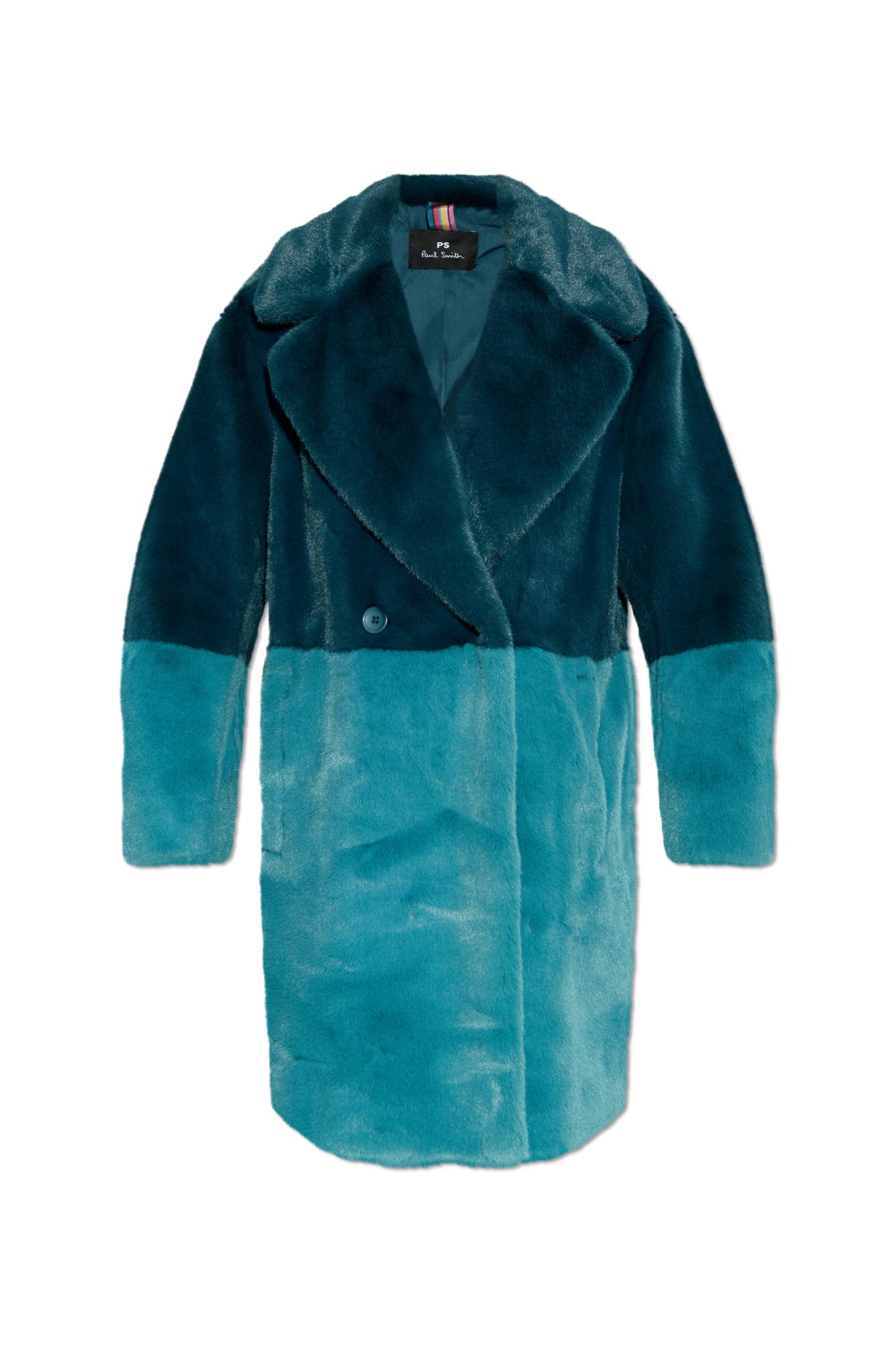 Shop Paul Smith Ps  Faux Fur Coat In Green