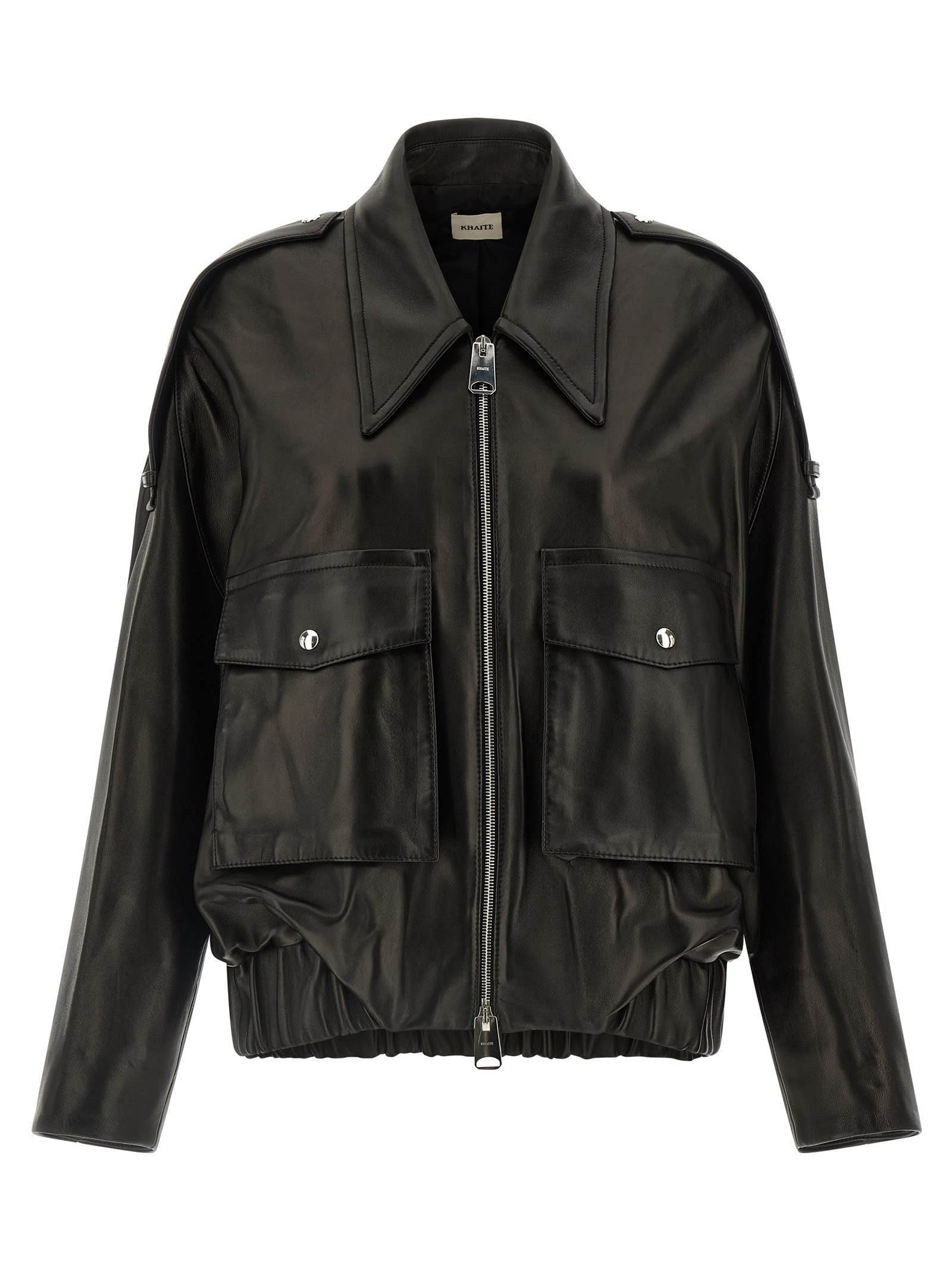 Khaite Owey Zip-up Leather Jacket In Black