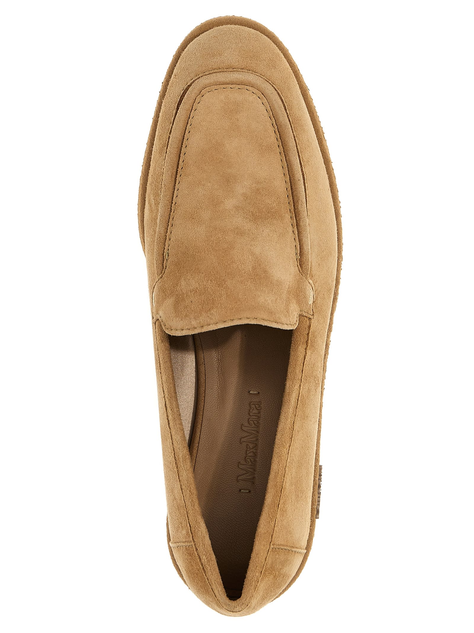 Max Mara Soft Suede Moccasins In Beige