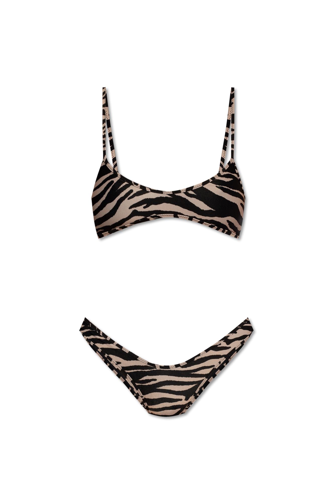 Shop Attico The  Join Us At The Beach Collection Two-piece Swimsuit In Brown
