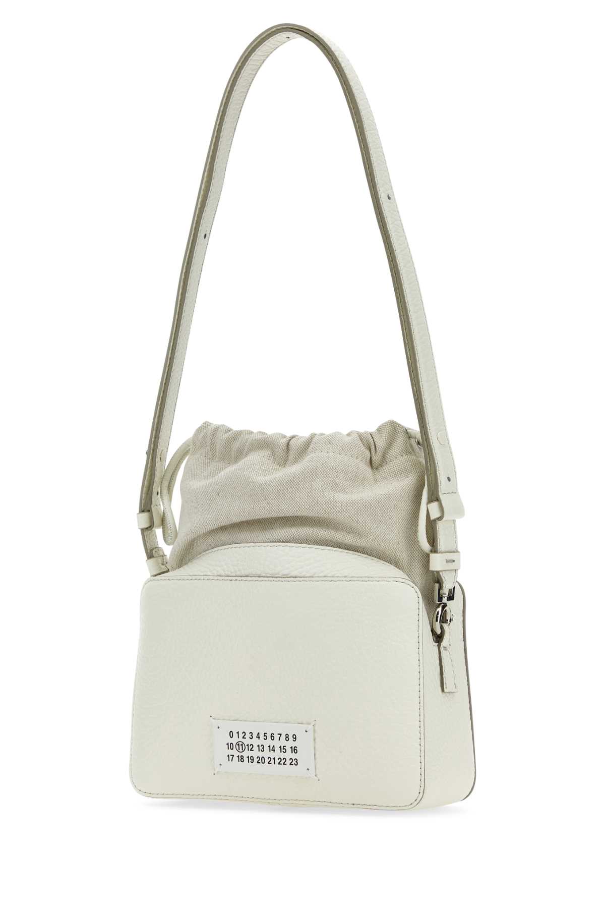Shop Maison Margiela Ivory Leather And Fabric 5ac Bucket Bag In H0157