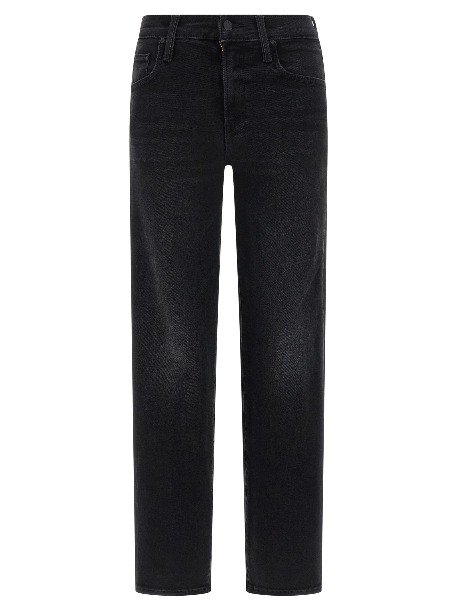 Mother The Mid Rise Rambler Zip Flood Jeans In Black