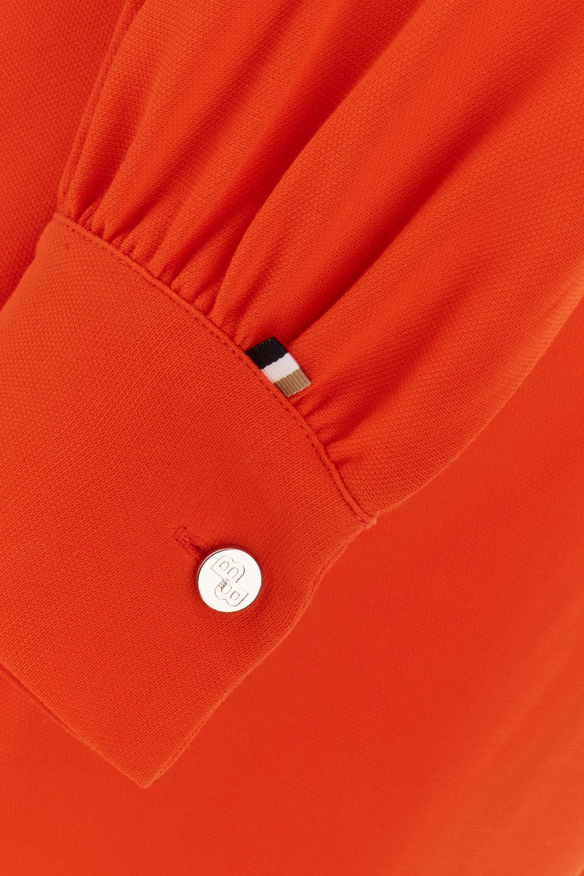 Hugo Boss Belted Dress With Collarless V Neckline And Button Cuffs