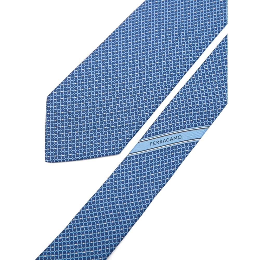 Ferragamo Patterned Tie In Blue
