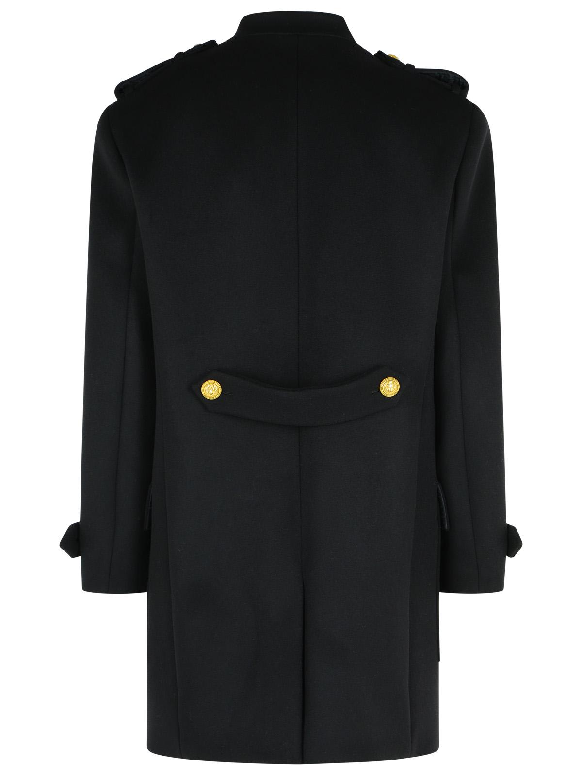 Balmain Double-breasted Embellished Wool And Cashmere-blend Coat In Black