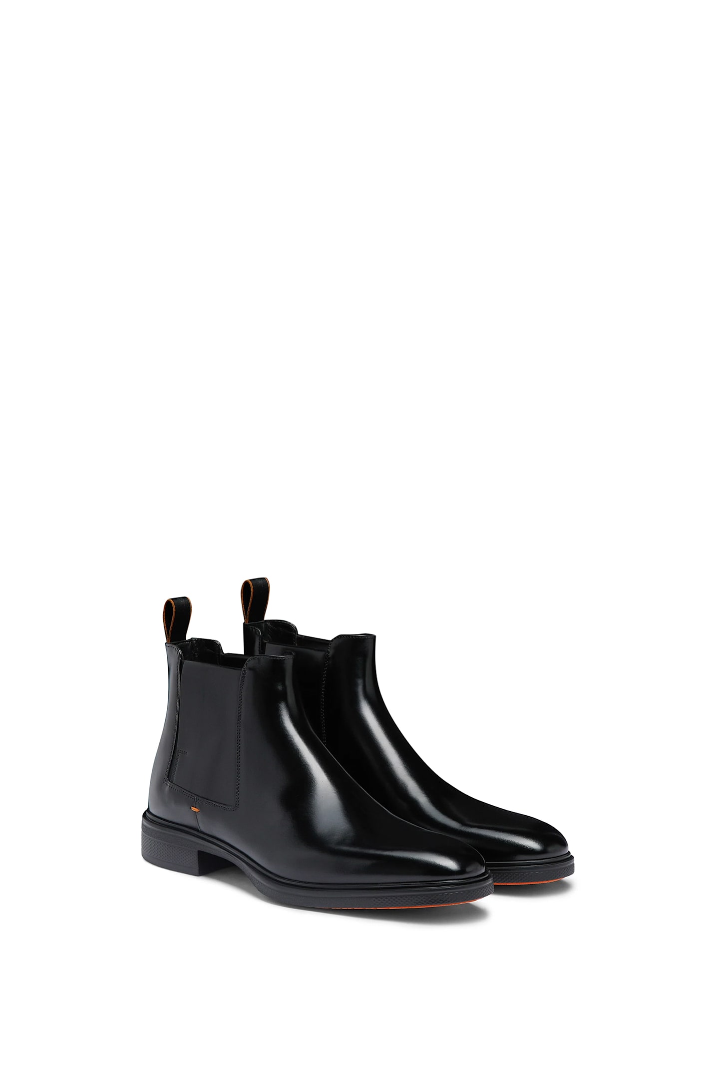 Santoni Ankle-length Leather Chelsea Boots In Black
