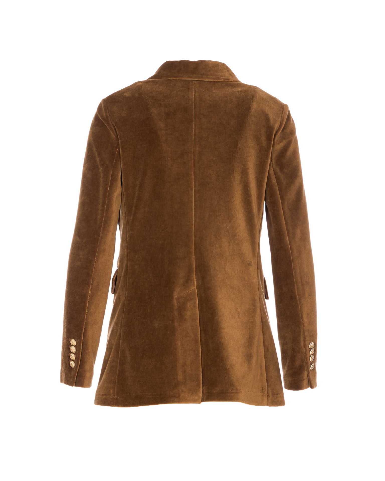 Circolo 1901 Suede Velvet Double-breasted Jacket In Brown