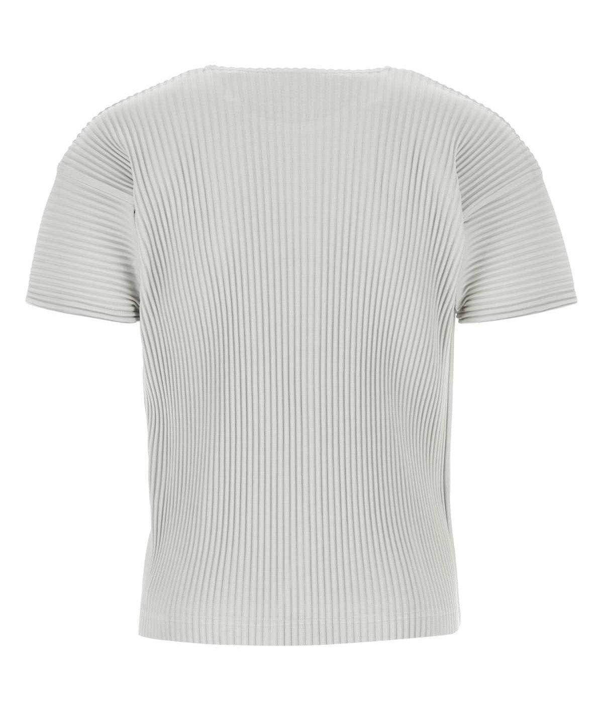 Shop Issey Miyake U-neck Short-sleeved T-shirt In Light Grey