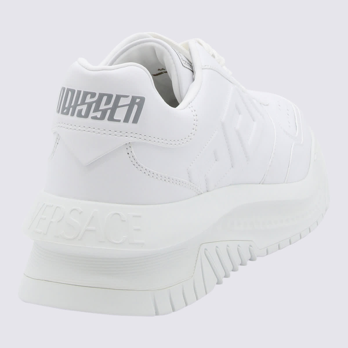 Shop Versace White Leather And Canvas Odissea Sneakers