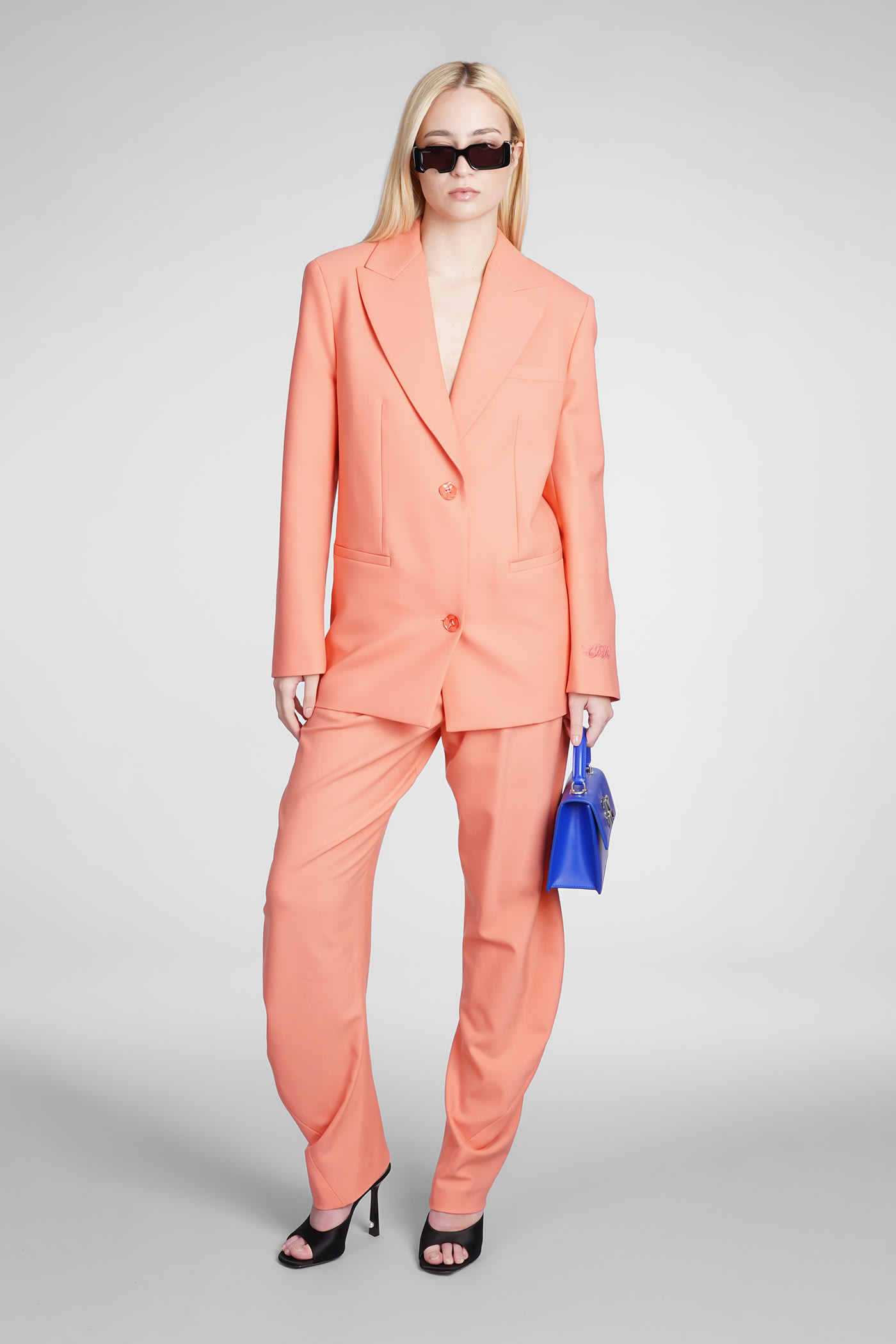 Off-white Blazer In Orange Wool In Coral
